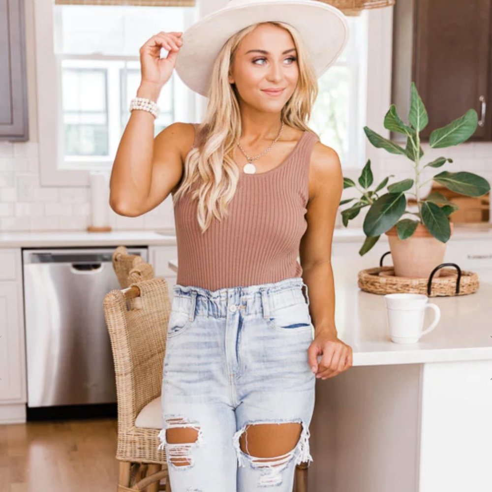 MOCHA SWEATER TANK BODYSUIT